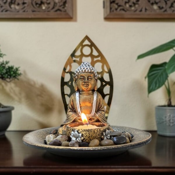 Porta vela Buda plato 16x16 cm